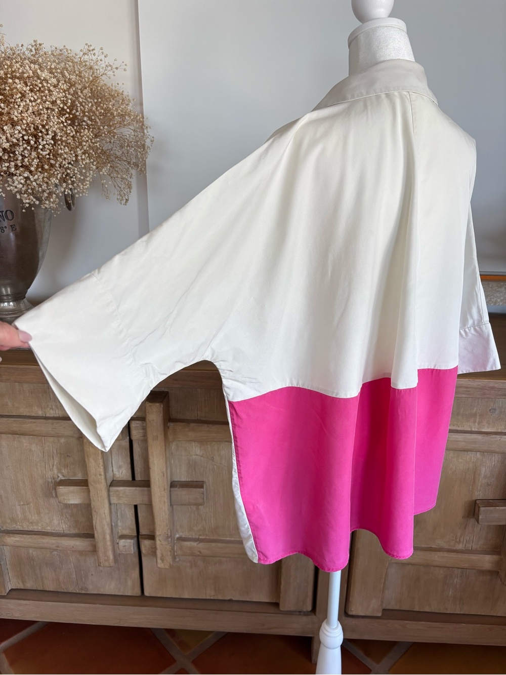 COS Oversized Shirt S Ivory Hot Pink Colorblock Minimalist Avant Garde Y2K 90s - Picture 5 of 16